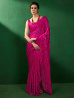 Saree Mall Women's Chiffon Pink Embellished Designer Saree With Blouse Piece-VEDNSHI5063A