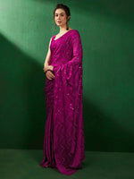 Saree Mall Women's Chiffon Magenta Embellished Designer Saree With Blouse Piece-VEDNSHI5063B