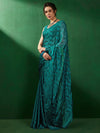 Saree Mall Women's Chiffon Teal Blue Embellished Designer Saree With Blouse Piece-VEDNSHI5063