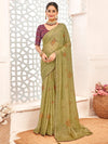 Saree Mall Women's Brasso Olive Printed Designer Saree With Blouse Piece-VENICBS40115