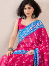 Ahika Women Pink Linen Ikat Printed Saree-VFSAR1006