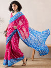 Ahika Women Pink Linen Ikat Printed Saree-VFSAR1006