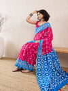 Ahika Women Pink Linen Ikat Printed Saree-VFSAR1006