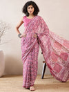 Ahika Women Pink Linen Floral Printed Saree-VFSAR1025