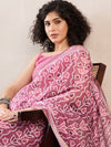 Ahika Women Pink Linen Floral Printed Saree-VFSAR1025