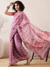 Ahika Women Pink Linen Floral Printed Saree-VFSAR1025