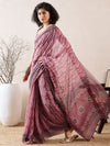 Ahika Women Mauve Linen Geometric Printed Saree-VFSAR1031