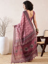 Ahika Women Mauve Linen Geometric Printed Saree-VFSAR1031