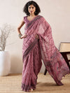 Ahika Women Mauve Linen Geometric Printed Saree-VFSAR1031