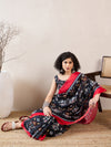 Ahika Women Black Linen Ikat Printed Saree-VFSAR1038