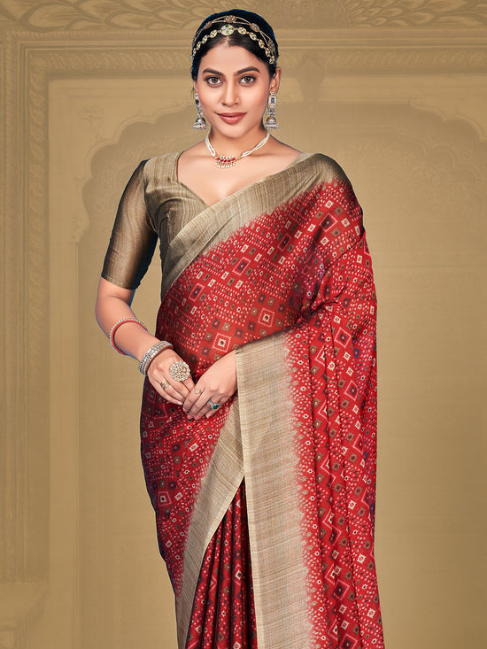 Saree Mall Women's Chiffon Maroon Printed Designer Saree With Blouse Piece-VICTORIA2007