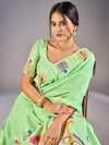 Saree Mall Women's Cotton Blend Sea Green Woven Design Designer Saree With Blouse Piece-VIHANA87202