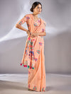 Saree Mall Women's Cotton Blend Peach Woven Design Designer Saree With Blouse Piece-VIHANA87203