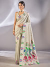 Saree Mall Women's Cotton Blend Grey Woven Design Designer Saree With Blouse Piece-VIHANA87204