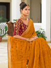 Saree Mall Women's Chiffon Mustard Embellished Designer Saree With Blouse Piece-VISHLA5048