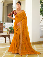 Saree Mall Women's Chiffon Mustard Embellished Designer Saree With Blouse Piece-VISHLA5048