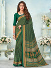 Saree Mall Women's Crepe Green Printed Designer Saree With Blouse Piece-VIVNTA15002A