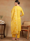 Ahika Women Yellow Viscose Rayon Embroidered Straight Kurta Pant Set