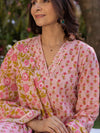 Ahika Women Pink Viscose Rayon Floral Printed Straight Kurta Palazzo With Dupatta-VKSKD2224PNK