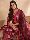 Ahika Women Maroon Rayon Blend Floral Printed Straight Kurta Trouser With Dupatta-VKSKD2236