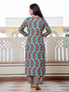 Ahika Women Turquoise Blue Rayon Blend Floral Printed Straight Kurta Trouser With Dupatta-VKSKD2280