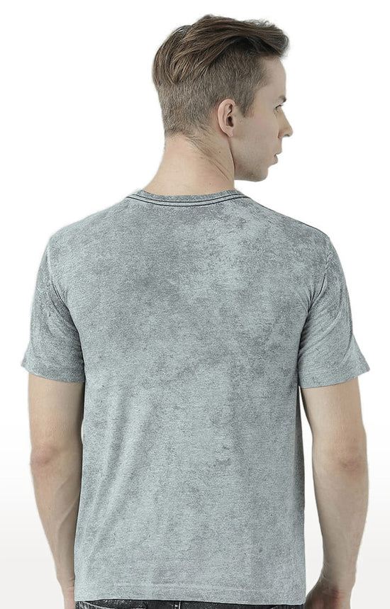 Huetrap Grey Mens Short Sleeve Graphic Printed Tshirt-HT17MKGRAGML01058