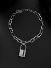 Mens Silver Plated Lock Bracelet-VOJ083