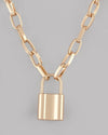 Mens Gold Plated Lock Chain-VOJ084