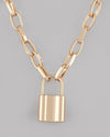 Mens Gold Plated Lock Chain-VOJ084