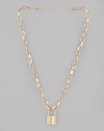 Mens Gold Plated Lock Chain-VOJ084