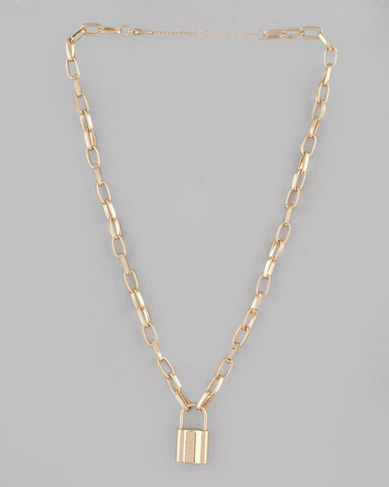 Mens Gold Plated Lock Chain-VOJ084