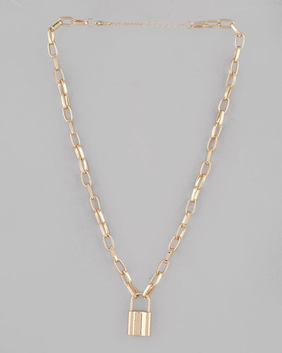 Mens Gold Plated Lock Chain-VOJ084