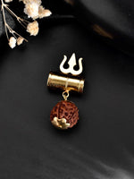 Gold Plated Brown Rudraksh Beaded Spiritual Pendant-VOJ089