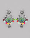 Silver Plated Peacock Contemporay Jhumka Earring-VOJ091