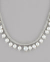 Silver Plated Pearls and AD-Studded Necklace & Earrings-VOJ092