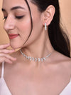 Silver Plated AD-Studded Necklace & Earrings Set-VOJ093