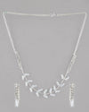 Silver Plated AD-Studded Necklace & Earrings Set-VOJ093