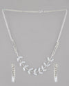 Silver Plated AD-Studded Necklace & Earrings Set-VOJ093