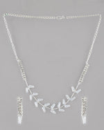 Silver Plated AD-Studded Necklace & Earrings Set-VOJ093