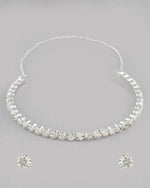 Silver Plated Beads Choker Neckless With Earring Set-VOJ094