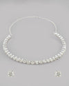 Silver Plated Beads Choker Neckless With Earring Set-VOJ094