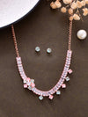 Rose Gold Plated AD-Studded Necklace & Earrings-VOJ095