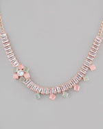 Rose Gold Plated AD-Studded Necklace & Earrings-VOJ095