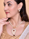 Gold Plated Kundan Studsed And Beaded Necklace and Earring Set-VOJ097