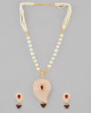 Gold Plated Kundan Studsed And Beaded Necklace and Earring Set-VOJ097