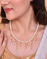 Gold Plated Pearl Beads Necklace-VOJ098