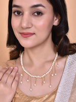 Gold Plated Pearl Beads Necklace-VOJ098