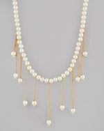 Gold Plated Pearl Beads Necklace-VOJ098