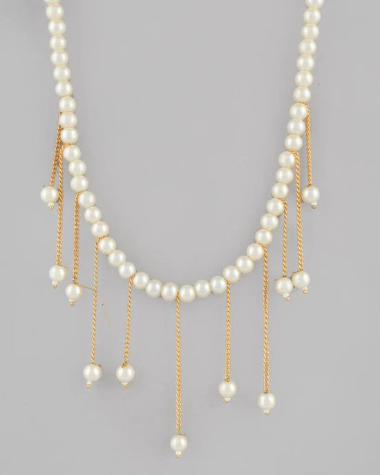 Gold Plated Pearl Beads Necklace-VOJ098