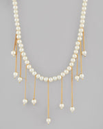 Gold Plated Pearl Beads Necklace-VOJ098